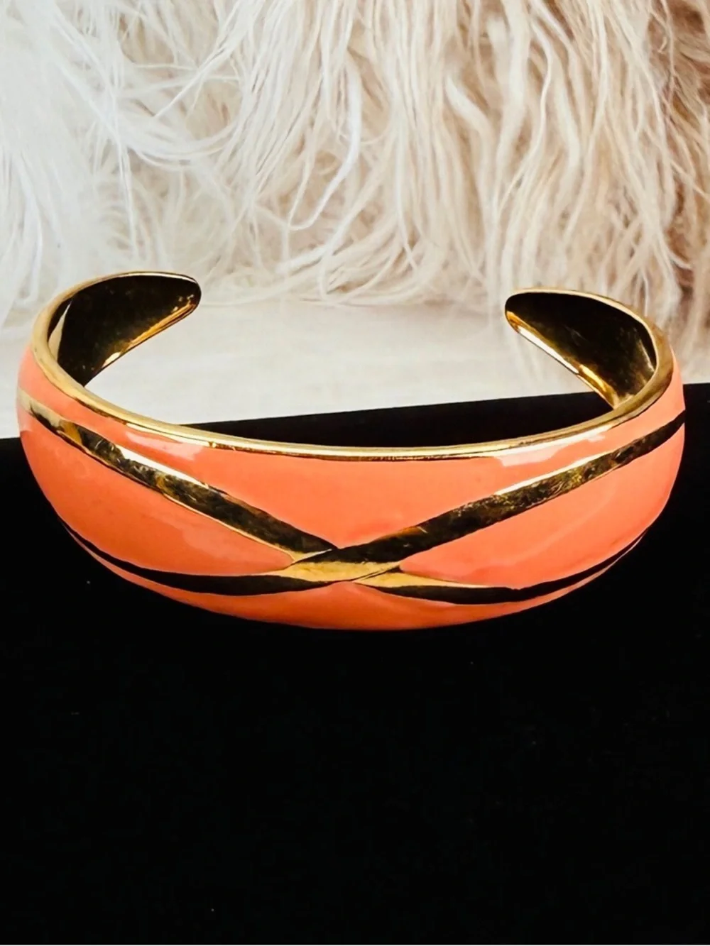 Vibtage Goldtone Coral Cuff Bracelet